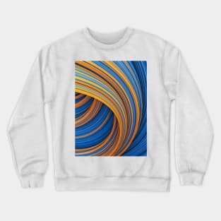 Fountain Flux Orange and Blue Abstract Wave Minimal Artwork Crewneck Sweatshirt